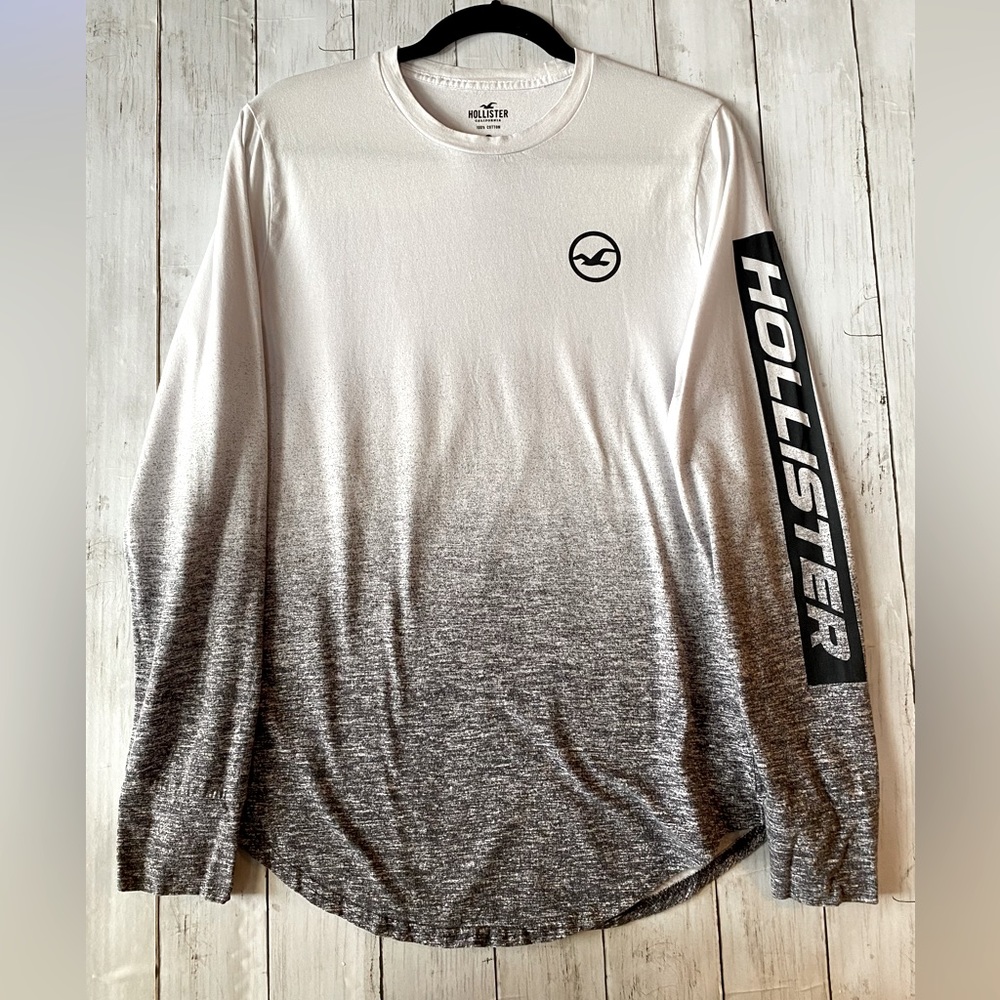 Hollister men’s long sleeve shirt.  Size medium.  Ombré white to black.